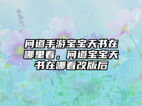问道手游宝宝天书在哪里看，问道宝宝天书在哪看改版后