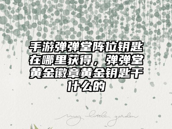 手游弹弹堂阵位钥匙在哪里获得，弹弹堂黄金徽章黄金钥匙干什么的