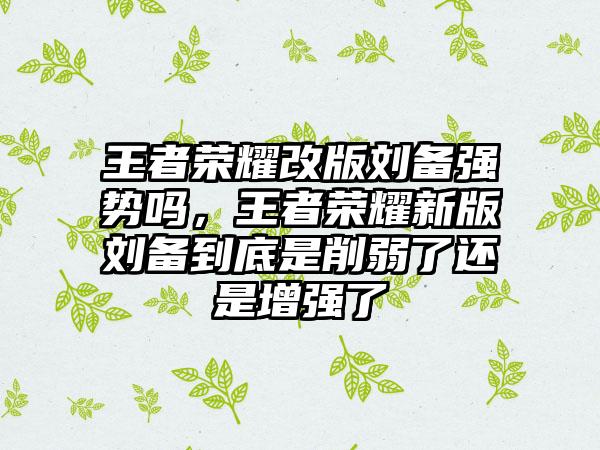 王者荣耀改版刘备强势吗，王者荣耀新版刘备到底是削弱了还是增强了