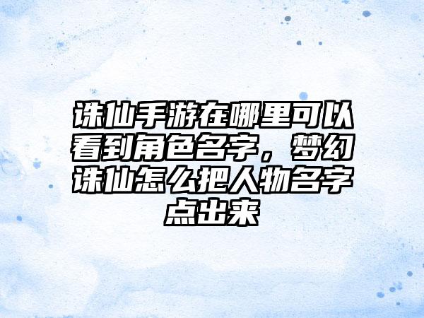 诛仙手游在哪里可以看到角色名字，梦幻诛仙怎么把人物名字点出来