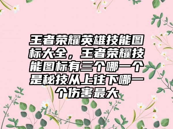王者荣耀英雄技能图标大全，王者荣耀技能图标有三个哪一个是秘技从上往下哪一个伤害最大