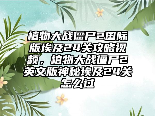 植物大战僵尸2国际版埃及24关攻略视频，植物大战僵尸2英文版神秘埃及24关怎么过
