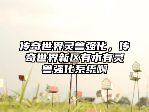 传奇世界灵兽强化，传奇世界新区有木有灵兽强化系统啊