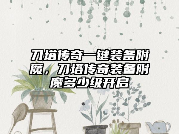 刀塔传奇一键装备附魔，刀塔传奇装备附魔多少级开启