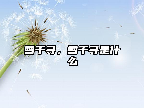 雪千寻，雪千寻是什么