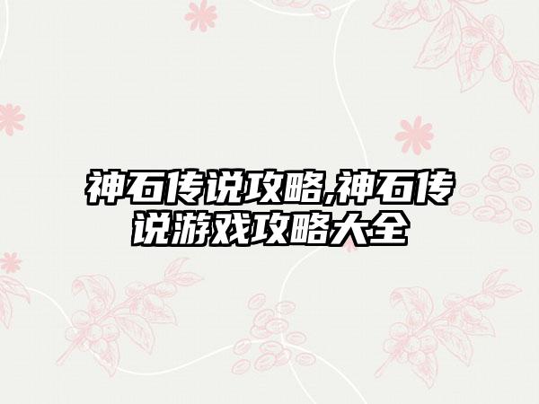 神石传说攻略,神石传说游戏攻略大全