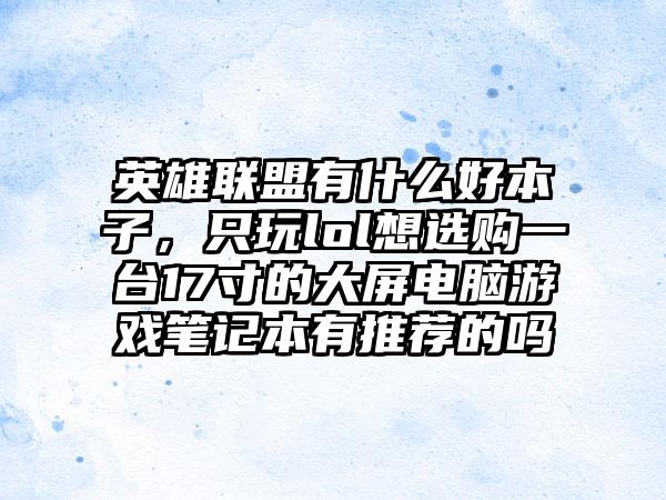 英雄联盟有什么好本子，只玩lol想选购一台17寸的大屏电脑游戏笔记本有推荐的吗