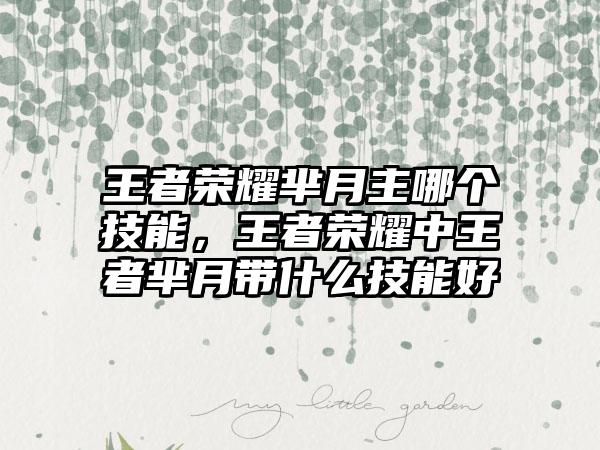 王者荣耀芈月主哪个技能，王者荣耀中王者芈月带什么技能好