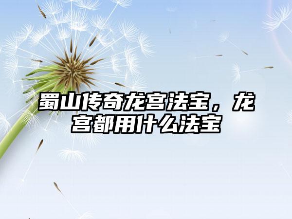 蜀山传奇龙宫法宝，龙宫都用什么法宝