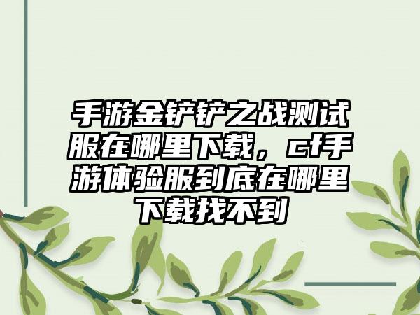 手游金铲铲之战测试服在哪里下载，cf手游体验服到底在哪里下载找不到
