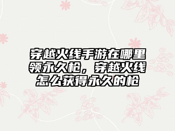 穿越火线手游在哪里领永久枪，穿越火线怎么获得永久的枪