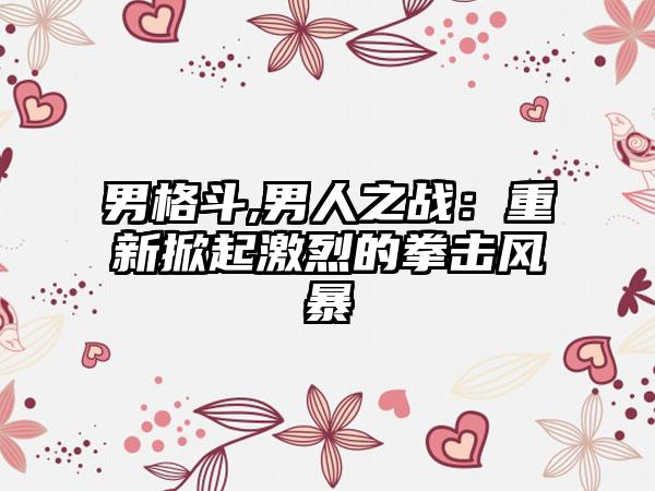 男格斗,男人之战:重新掀起激烈的拳击风暴