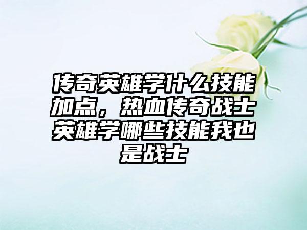 传奇英雄学什么技能加点，热血传奇战士英雄学哪些技能我也是战士