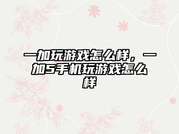 一加玩游戏怎么样，一加5手机玩游戏怎么样