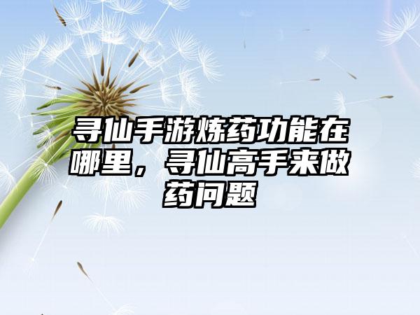 寻仙手游炼药功能在哪里，寻仙高手来做药问题