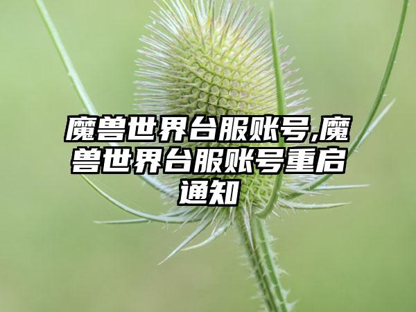 魔兽世界台服账号,魔兽世界台服账号重启通知