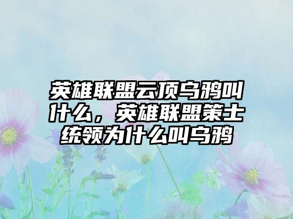 英雄联盟云顶乌鸦叫什么，英雄联盟策士统领为什么叫乌鸦