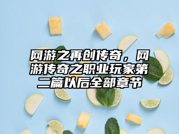 网游之再创传奇，网游传奇之职业玩家第二篇以后全部章节