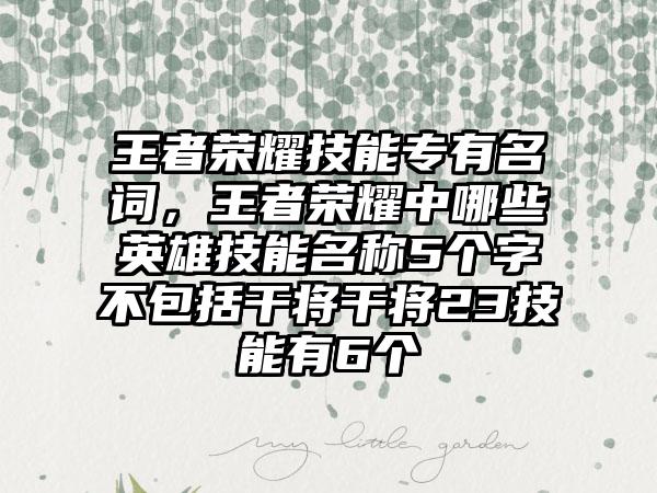 王者荣耀技能专有名词，王者荣耀中哪些英雄技能名称5个字不包括干将干将23技能有6个