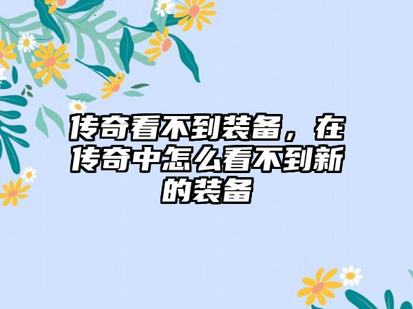 传奇看不到装备，在传奇中怎么看不到新的装备