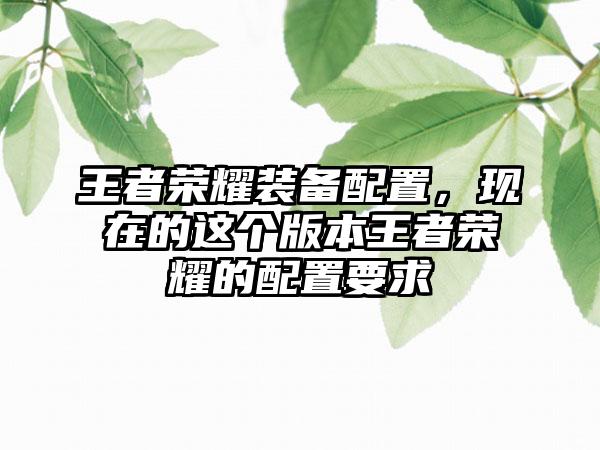 王者荣耀装备配置，现在的这个版本王者荣耀的配置要求