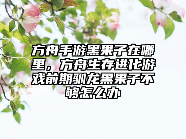 方舟手游黑果子在哪里，方舟生存进化游戏前期驯龙黑果子不够怎么办