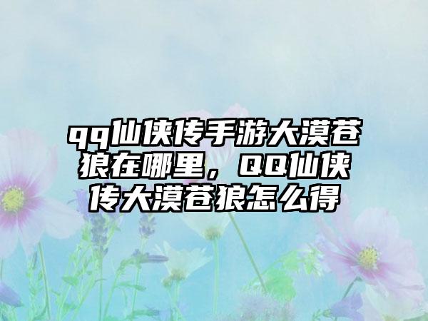 qq仙侠传手游大漠苍狼在哪里，QQ仙侠传大漠苍狼怎么得