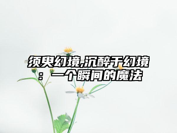 须臾幻境,沉醉于幻境：一个瞬间的魔法