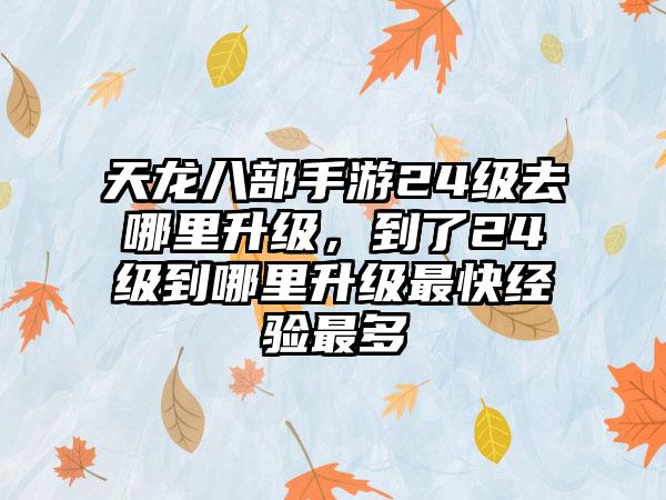 天龙八部手游24级去哪里升级，到了24级到哪里升级最快经验最多