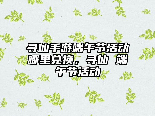 寻仙手游端午节活动哪里兑换，寻仙 端午节活动