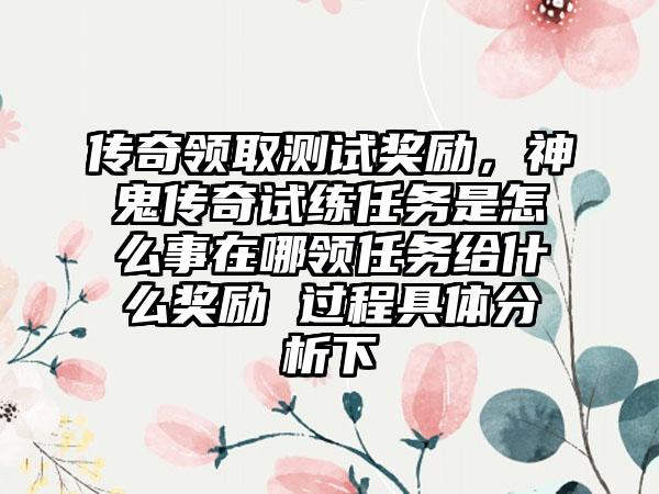 传奇领取测试奖励，神鬼传奇试练任务是怎么事在哪领任务给什么奖励 过程具体分析下
