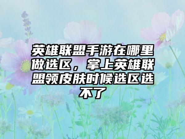英雄联盟手游在哪里做选区，掌上英雄联盟领皮肤时候选区选不了