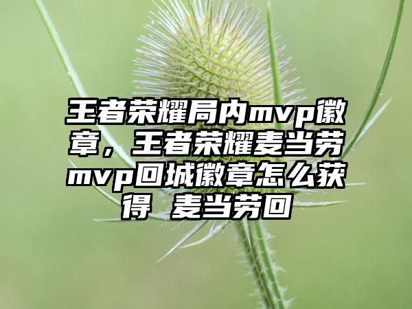 王者荣耀局内mvp徽章，王者荣耀麦当劳mvp回城徽章怎么获得 麦当劳回