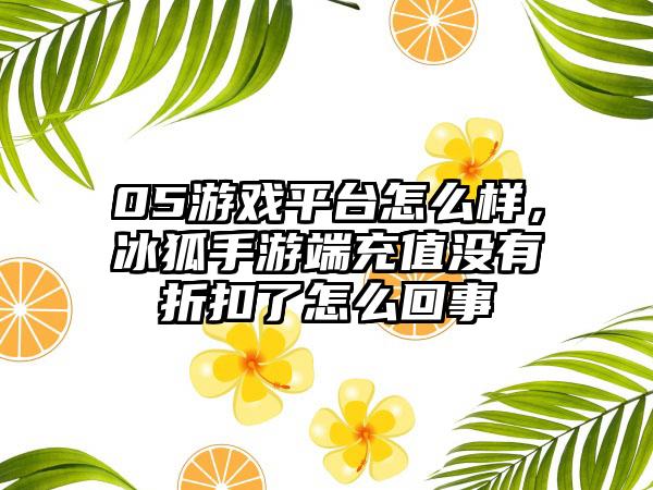 05游戏平台怎么样，冰狐手游端充值没有折扣了怎么回事