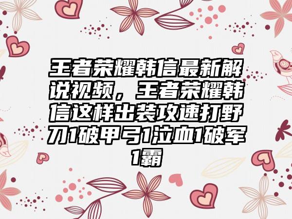 王者荣耀韩信最新解说视频，王者荣耀韩信这样出装攻速打野刀1破甲弓1泣血1破军1霸