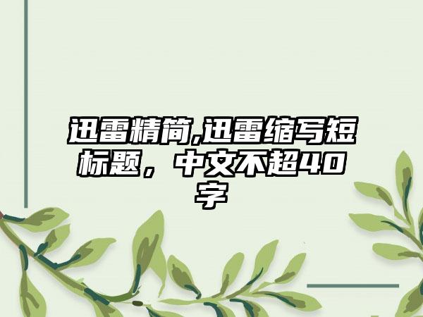 迅雷精简,迅雷缩写短标题，中文不超40字