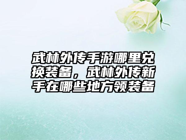 武林外传手游哪里兑换装备，武林外传新手在哪些地方领装备