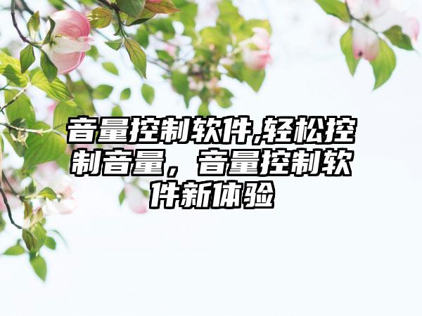 音量控制软件,轻松控制音量，音量控制软件新体验