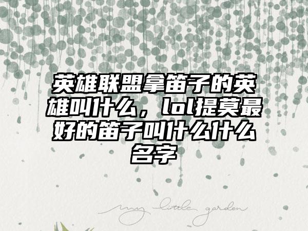 英雄联盟拿笛子的英雄叫什么，lol提莫最好的笛子叫什么什么名字