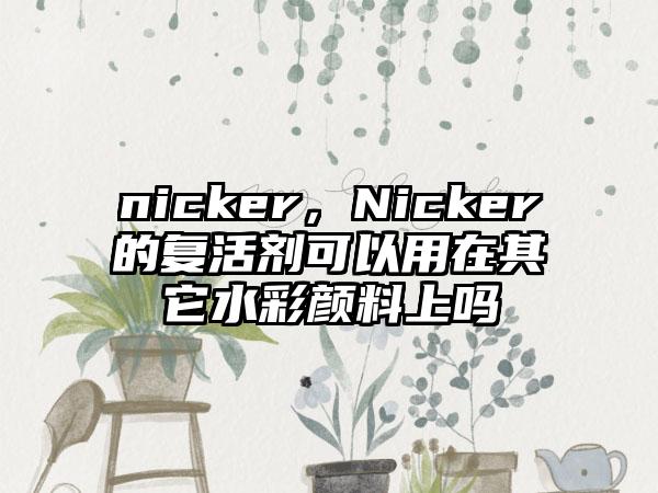 nicker，Nicker的复活剂可以用在其它水彩颜料上吗