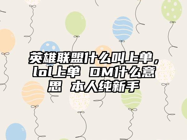 英雄联盟什么叫上单，lol上单 DM什么意思 本人纯新手