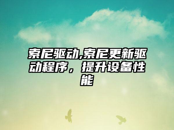 索尼驱动,索尼更新驱动程序，提升设备性能