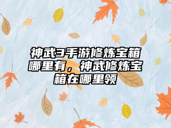 神武3手游修炼宝箱哪里有，神武修炼宝箱在哪里领