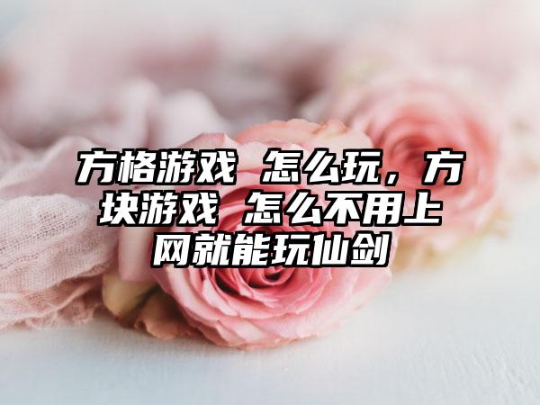 方格游戏 怎么玩，方块游戏 怎么不用上网就能玩仙剑
