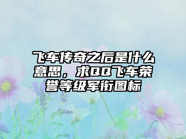 飞车传奇之后是什么意思，求QQ飞车荣誉等级军衔图标