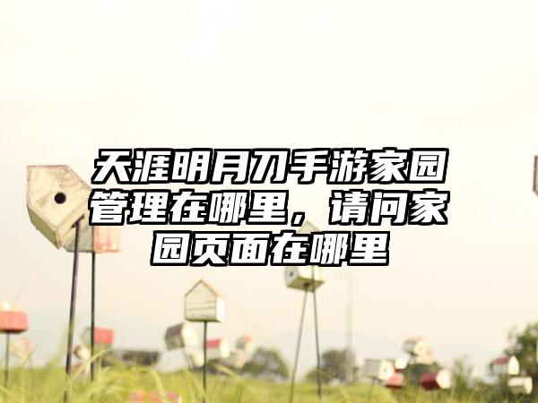 天涯明月刀手游家园管理在哪里，请问家园页面在哪里
