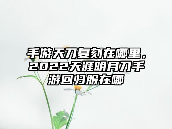 手游天刀复刻在哪里，2022天涯明月刀手游回归服在哪