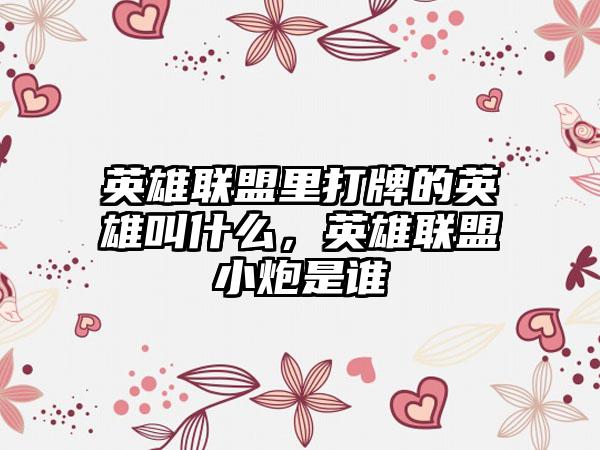 英雄联盟里打牌的英雄叫什么，英雄联盟小炮是谁