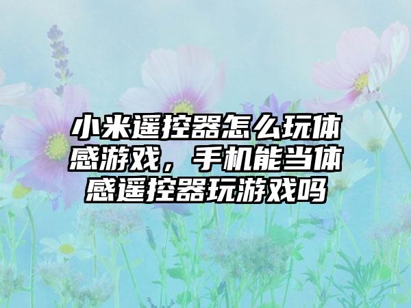 小米遥控器怎么玩体感游戏，手机能当体感遥控器玩游戏吗