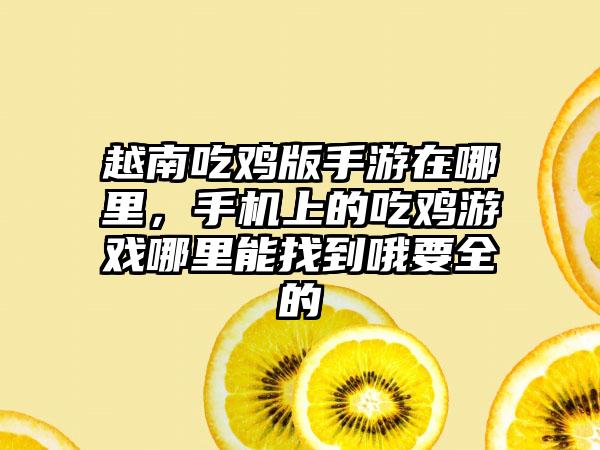 越南吃鸡版手游在哪里，手机上的吃鸡游戏哪里能找到哦要全的